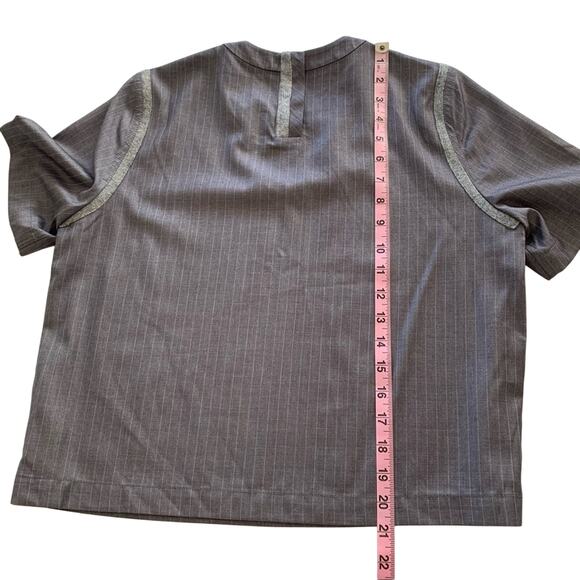 Caara Women's Alfie Dark Academia Silver Gray Pinstripe Blouse Top Size Small - Picture 10 of 12